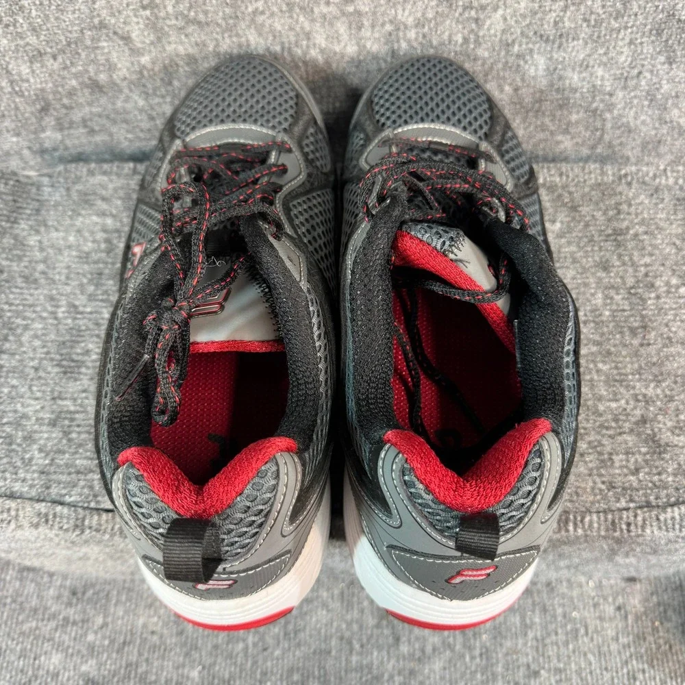 Fila Mens Running Shoes Gray Black Red Mesh Athletic Sneakers 10EEEE